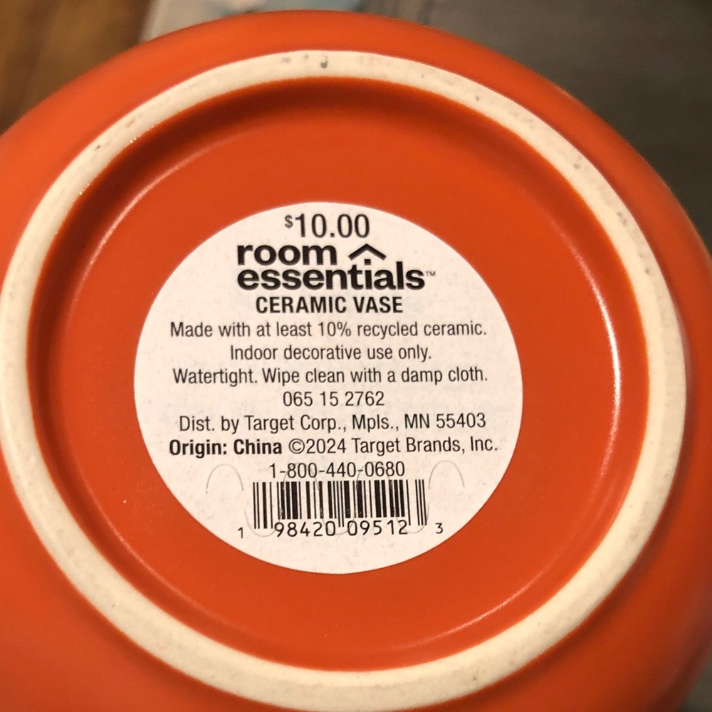 Room Essentials Orange Ceramic Vase - Picture 3 of 5